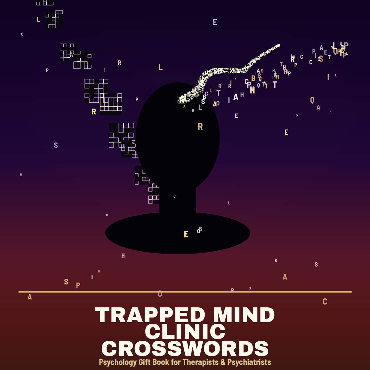 Trapped Mind Clinic Crosswords cover - Christmas gift for therapists fillable PDF