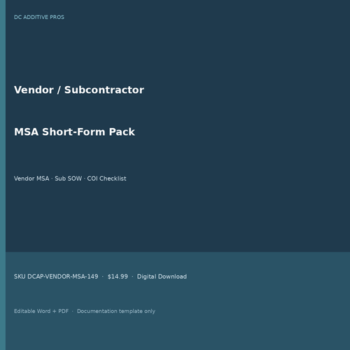 Vendor master service agreement template pack cover - B2B vendor MSA square