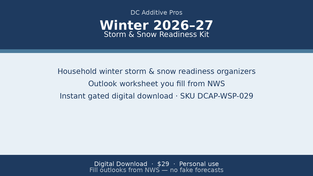Winter 2026–27 Storm & Snow Readiness Kit digital download landscape cover