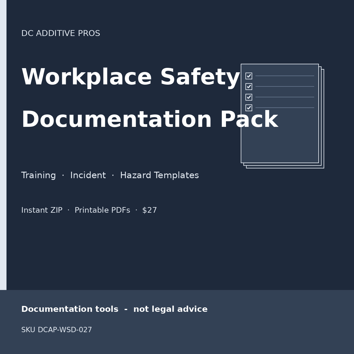 Workplace Safety Documentation Pack cover training incident hazard forms printable download
