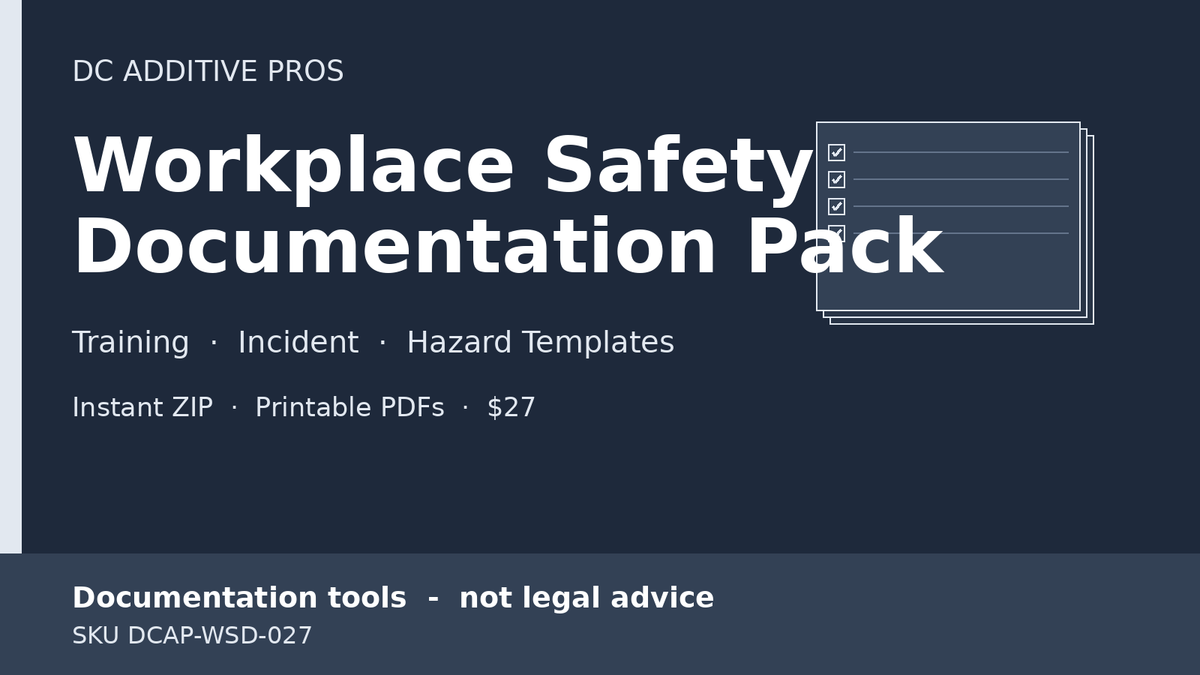 Workplace Safety Documentation Pack landscape safety training log incident report templates